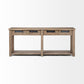 72" Brown Solid Wood Floor Shelf Console Table And Drawers