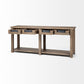 72" Brown Solid Wood Floor Shelf Console Table And Drawers