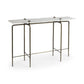 49" White and Brass Genuine Marble and Iron Distressed Six Leg Console Table