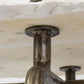 49" White and Brass Genuine Marble and Iron Distressed Six Leg Console Table