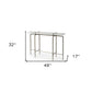 49" White and Brass Genuine Marble and Iron Distressed Six Leg Console Table