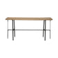 60" Brown and Black Solid Wood and Metal Trestle Console Table