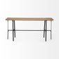 14" Brown and Black Solid Wood Trestle Console Table