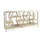 66" Light Brown Solid Wood Console Table Geometric Shelves