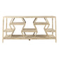 66" Light Brown Solid Wood Console Table Geometric Shelves