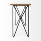 66" Natural and Black Solid Wood and Iron Abstract Base Console Table
