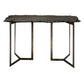 50" Black and Nickel Slate and Iron Distressed Double Pedestal Console Table