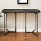 50" Black and Nickel Slate and Iron Distressed Double Pedestal Console Table