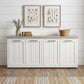 73" Brown and White Solid Wood Sideboard with Four Doors