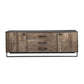 82" Brown and Black Solid Wood Three Drawer Sideboard with Two Doors