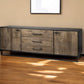 82" Brown and Black Solid Wood Three Drawer Sideboard with Two Doors