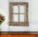 25" X 22" Gray Weathered Wood Window Frame With Planter