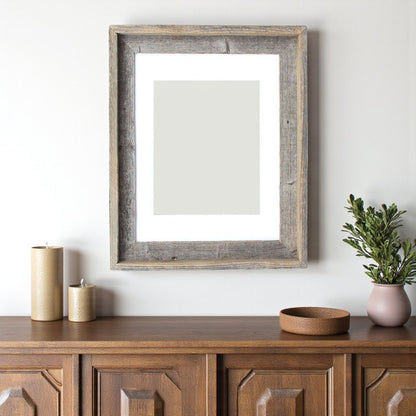 16" x 20" Gray And Brown Distressed Solid Wood Hanging Picture Frame with Mat