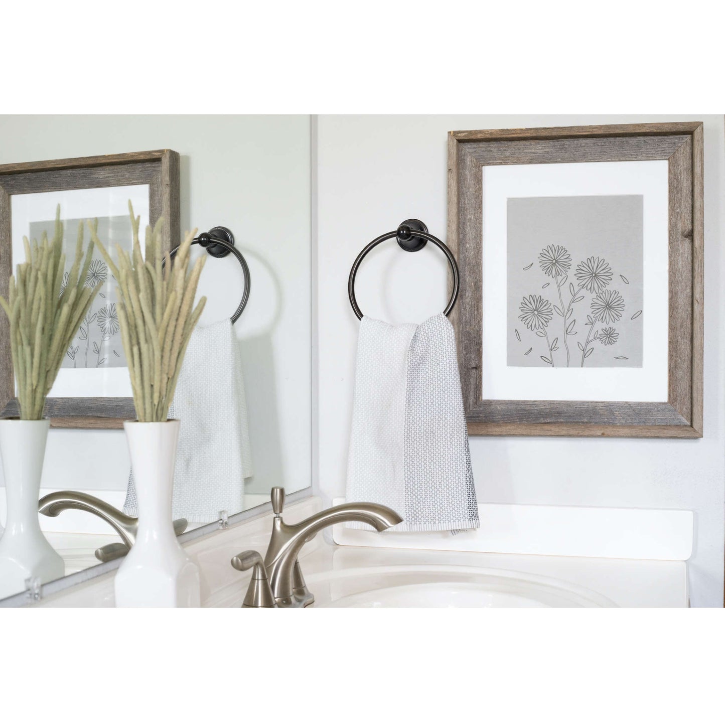 16" x 20" Gray And Brown Distressed Solid Wood Hanging Picture Frame with Mat