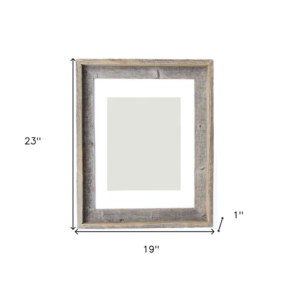 16" x 20" Gray And Brown Distressed Solid Wood Hanging Picture Frame with Mat