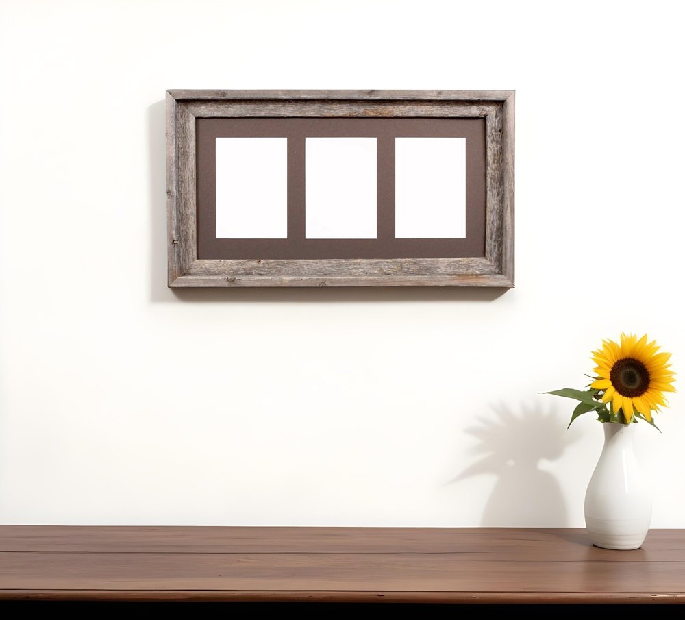 5" x 7" Gray Solid Wood Hanging Picture Frame with Mat