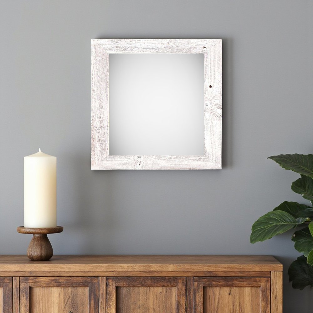 10" x 10" White Solid Wood Hanging Picture Frame