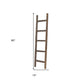 5 Step Rustic Espresso Gray Wood Ladder Shelf