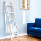60" White Rustic Four Step Wood Ladder Shelf