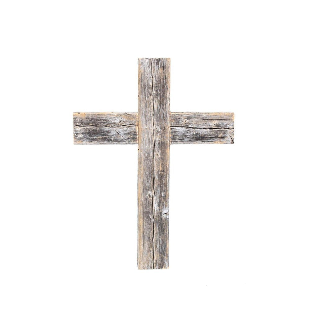 16" X 11" Gray Wood Cross Hanging Dimensional Sculpture