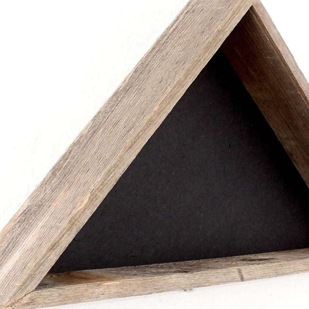 26" X 14" Gray Wood Triangle Hanging Dimensional Sculpture