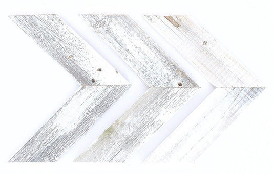 Set of Three White Distressed Wood Hanging Arrow Dimensional Sculptures