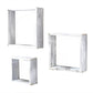 Set Of 3 Square Rustic White Wash Wood Open Box Shelve