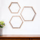 Set of Three Gray Wood Hexagon Wood Open Box Shelves