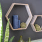 Set of Three Gray Wood Hexagon Wood Open Box Shelves