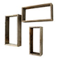 Set of Three Gray Wood Hanging Dimensional Sculpture