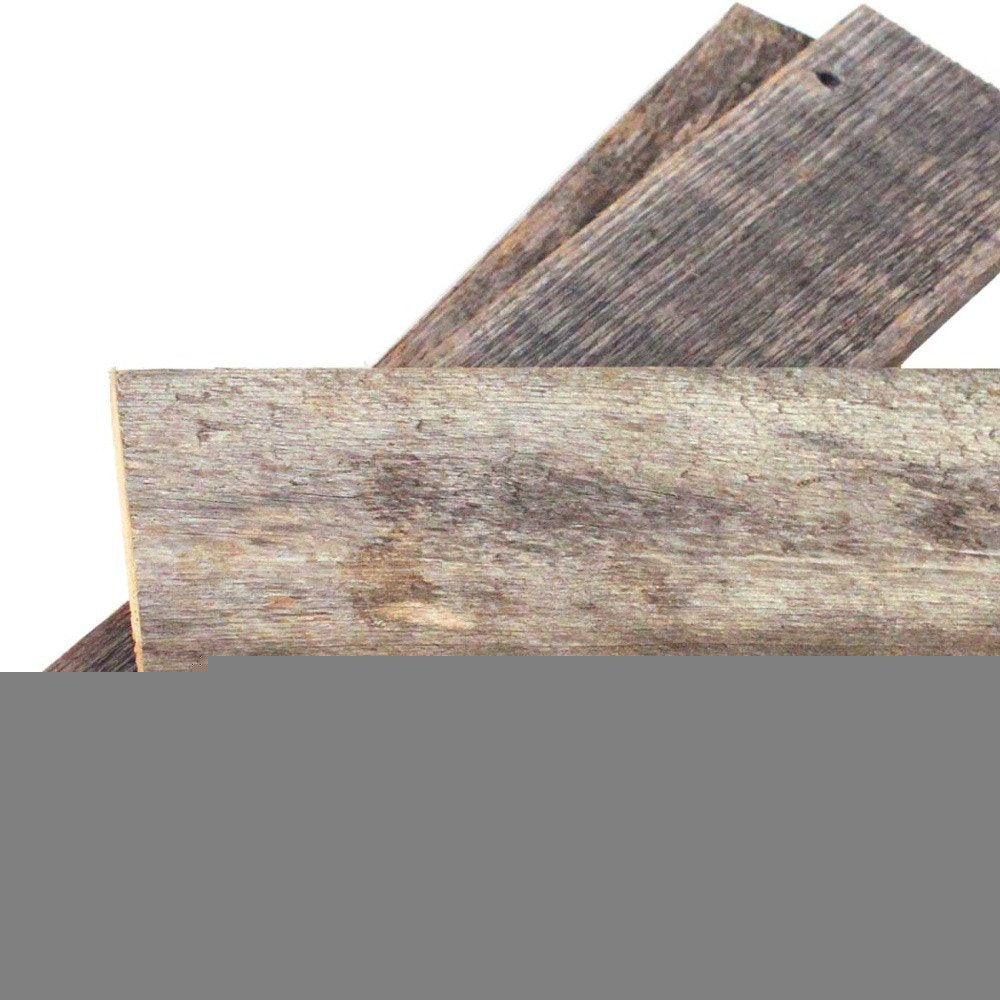 Set of Six 4" X 48" Gray and Brown Wood Plank Wall Decor