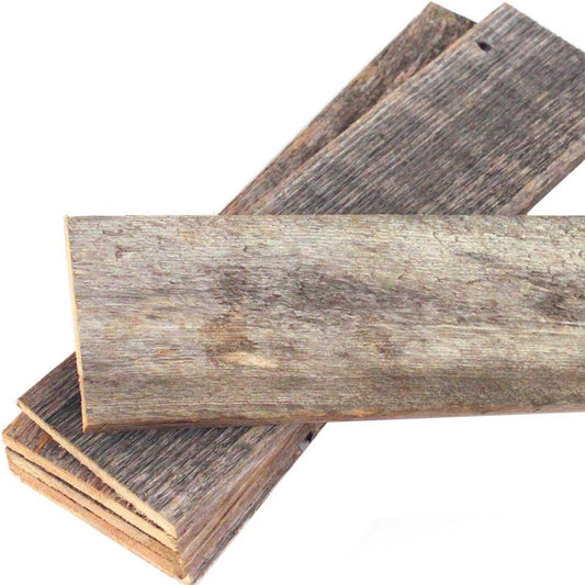 Set of Six 4" X 48" Gray and Brown Wood Plank Wall Decor