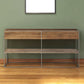 63" Brown Solid Wood Two Drawer Sideboard