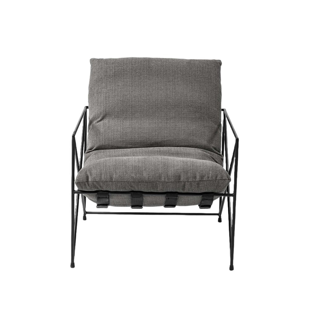 30" Gray and Black Linen Lounge Chair