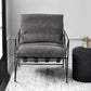 30" Gray and Black Linen Lounge Chair