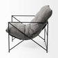 30" Gray and Black Linen Lounge Chair