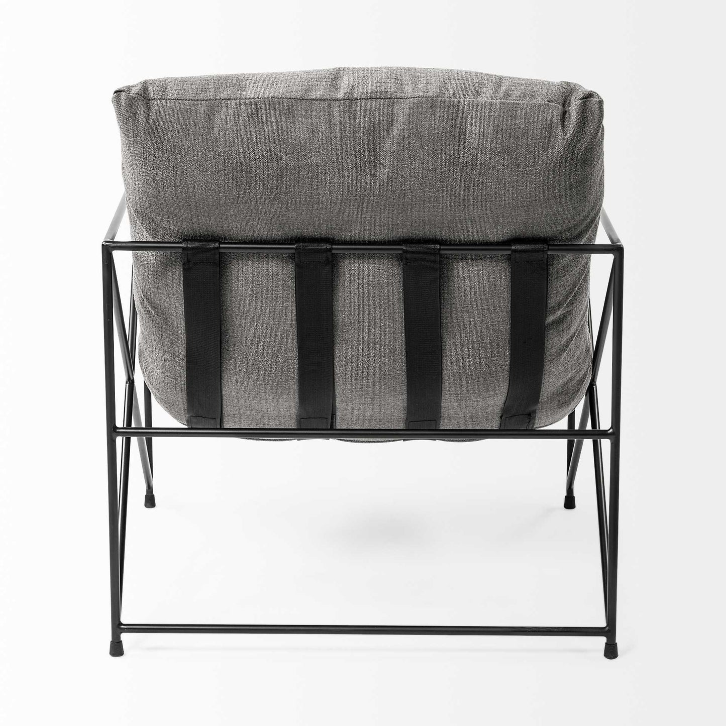 30" Gray and Black Linen Lounge Chair