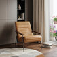 37" Tan and Black Faux Leather Tufted Lounge Chair