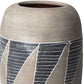 15" Brown And Gray Geometric Cylinder Ceramic Table Vase