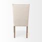 Tufted Cream and Brown Upholstered Linen Wing Back Dining Side Chair
