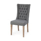 Tufted Gray and Brown Upholstered Linen Wing Back Dining Side Chair