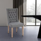 Tufted Gray and Brown Upholstered Linen Wing Back Dining Side Chair
