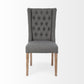 Tufted Gray and Brown Upholstered Linen Wing Back Dining Side Chair