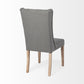 Tufted Gray and Brown Upholstered Linen Wing Back Dining Side Chair