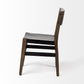 Black And Brown Metal and Wood Open Back Dining Side Chair