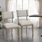Set Of Two Light Gray And Brown Upholstered Fabric Open Back Side Chairs