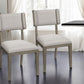 Set Of Two Brown And Light Gray Upholstered Fabric Open Back Side Chairs