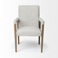 Cream and Brown Upholstered Fabric King Louis Back Dining Arm Chair