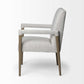 Cream and Brown Upholstered Fabric King Louis Back Dining Arm Chair