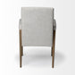 Cream and Brown Upholstered Fabric King Louis Back Dining Arm Chair